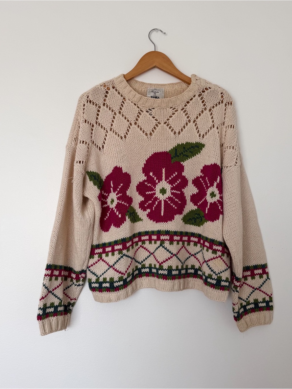 Comfy Vintage 80's Floral Floral Chunky Cotton Sweater